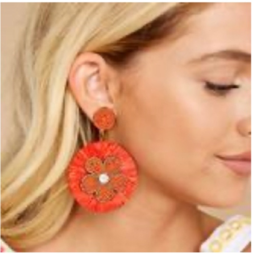 Orange Statement Earrings NWT - Trendy Fashion